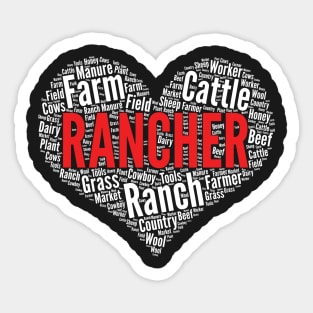 Rancher Heart Shape Word Cloud Ranch graphic Sticker